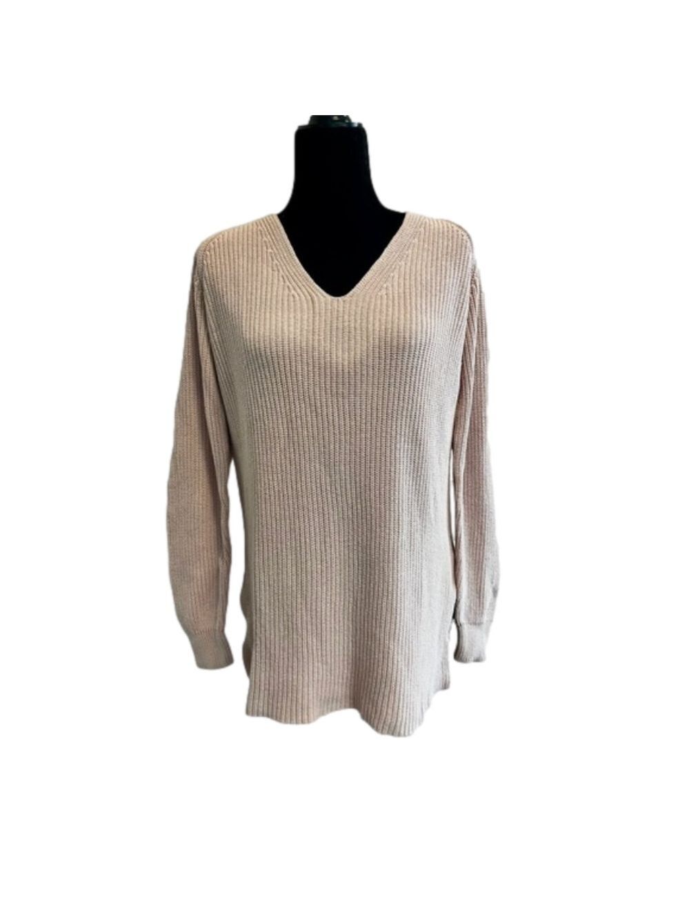 Goodthreads Women's V Neck Sweater Pink Cotton - Size Small